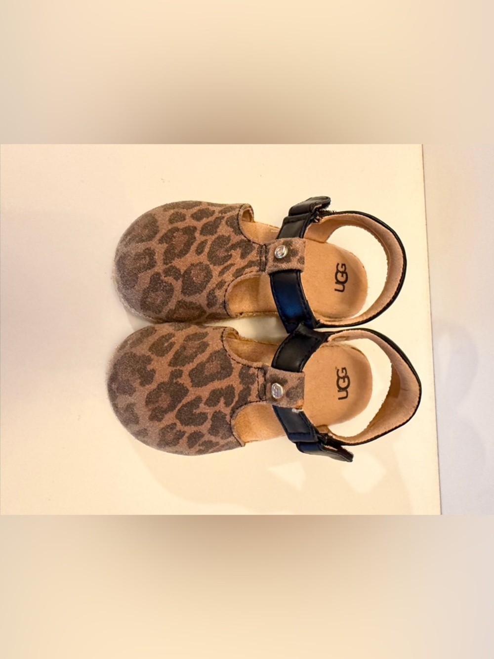 UGG Kids Leopard Print Espadrille Sandals Brown Black‎ 1121491T Size 6 Toddler